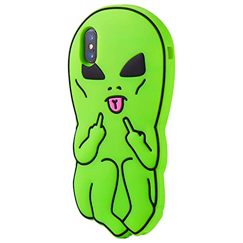Jowhep Case For Iphone Xr Silicone Carton Design Cute Cover Fashion Funny Kawaii 3D Skin Protective Accessories Shell For Iphone Xr 6.1" Shockproof Scratch Resistant Cases For Girls Women Green Alien #TOP5