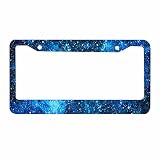 Nicokee Decorative License Plate Frame Blue Galaxy Space Car Tag Frame Aluminum Auto License Plate Holder for Men Women