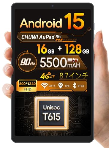 CHUWI Android 15 �^�u���b�g90Hz�̍����t���b�V�����[�g�A8.7�C���` wi-fi���f���A16GB RAM+128GB+1TB �A8�R�A CPU�A365g���y�ʁAWidevine L1 Netflix�Ή�+GMS+5G WIFI+5500