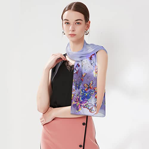 E-Clover Herebuy - Unique Women's Floral Scarves: Chiffon Flowers & Birds Printed Scarf