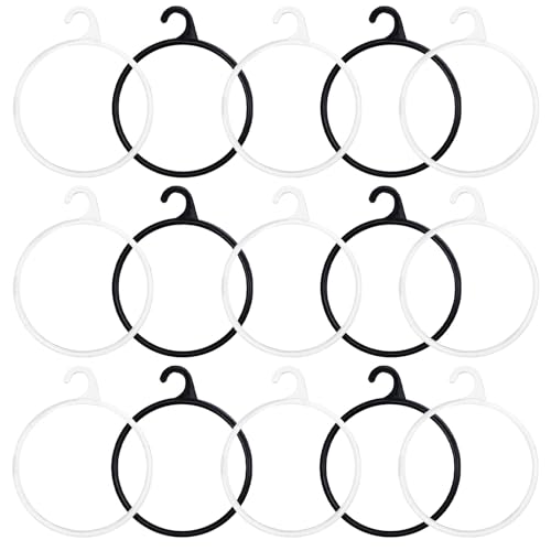 ABOOFAN 40 pièces Organisateur de Vêtements avec Anneaux Plastique pour Écharpes et Cravates Support Suspendu pour Placard Lot de Cintres pour Rangement de Foulards Noir et Transparent