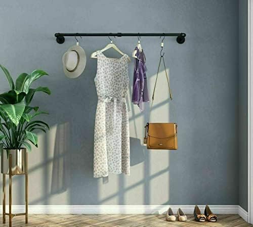 TOTEBOX 92cm Industrial Pipe Clothes Rail, Wall Mounted Garment Hanging Bar, Detachable Heavy Duty Clothing Rack, Home Store Storage Display Rail