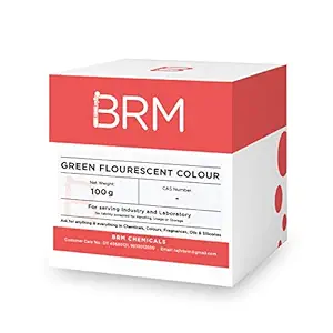 BRM Chemicals Green Fluorescent Colour - 100 Grams Dispersible In Oil & Water - For Soap Making, Candle Making, Shampoo Making, Lotions, Make Up, Cosmetics & DIY Personal Care