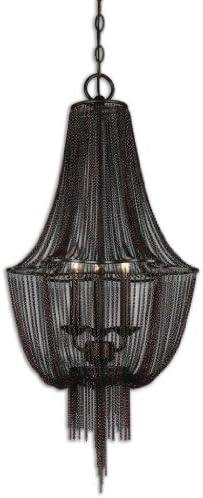 Uttermost Lezzeno 3 Chandelier with Draped Jewelry Chain Finished In A Dark Oil Rubbed Bronze