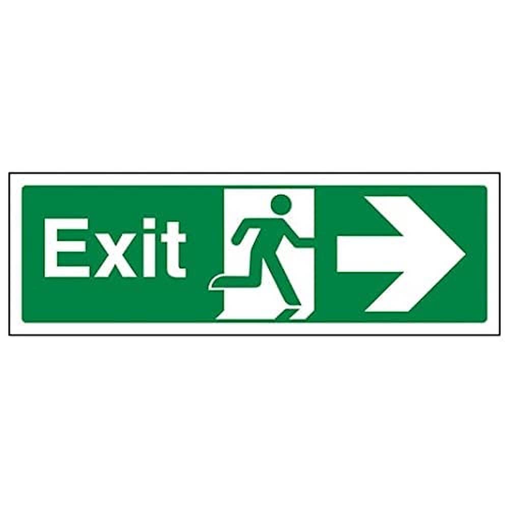 V Safety Eco Friendly Fire Exit - Fire Exit Arrow Right - 450 x 150 mm Safety Sign, Multi, 450x150mm