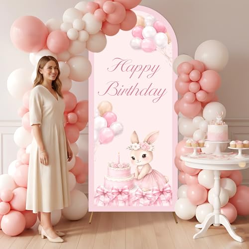 Fondo decorativo rosa con tema de conejo para fiesta miniatura 5