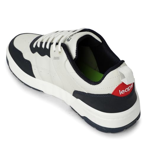 Image of Liberty LEAP7X NOBLESTEPE Sneakers for Men - Black & Navy Blue Lace-Up Casual Shoes | Memory Foam Cushioned Insole, Lightweight Sneakers, Walking, College, Travel & Casual Outings