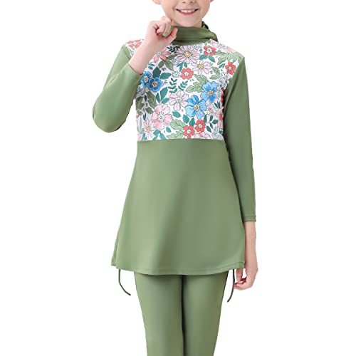 OBEEII Muslim Swimsuits for Girls Burkini Full Coverage Swimsuit Islamic Long Sleeve Hijab Bathing Suit Rash Guard Swimwear3