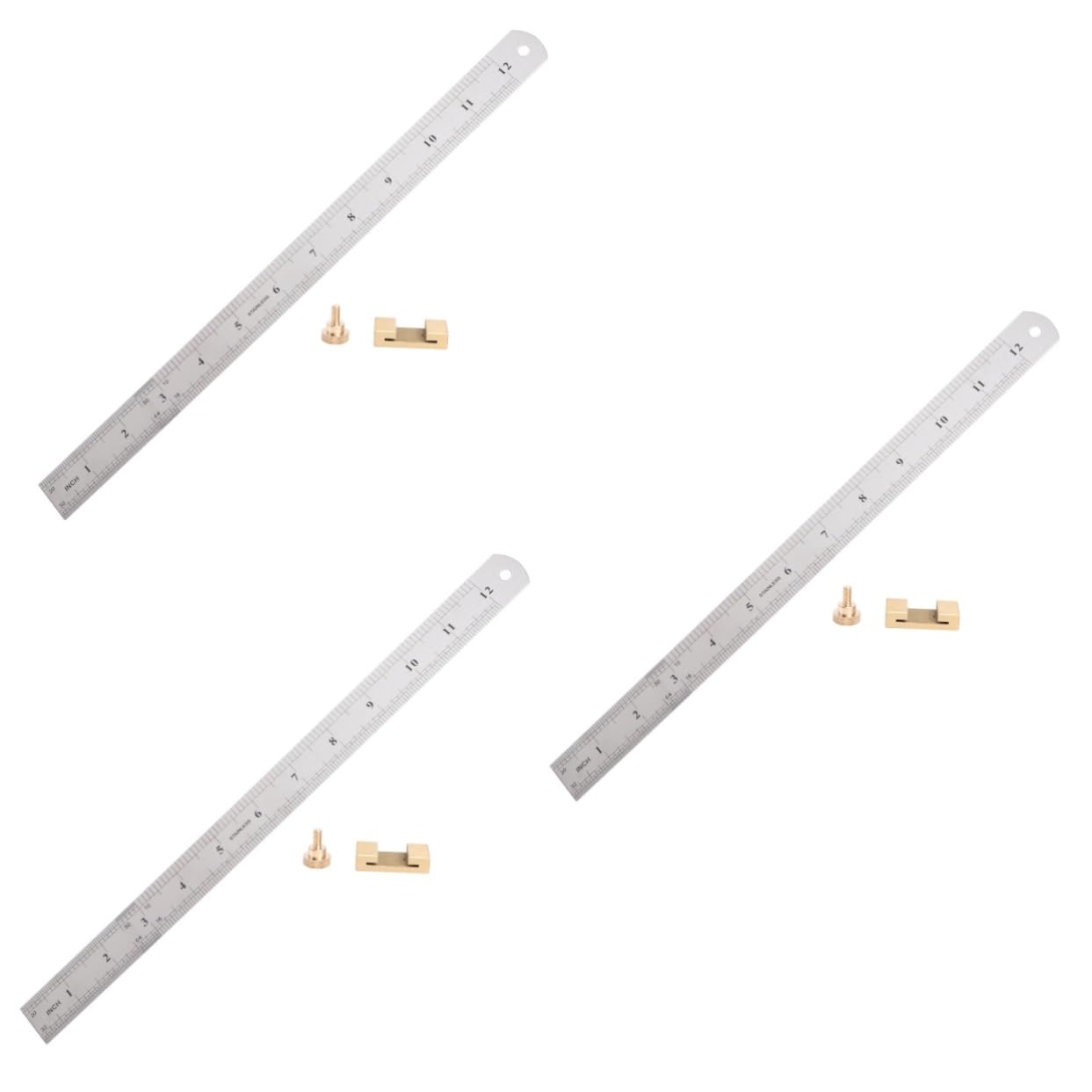 Hemobllo 6pezzi Brass Positioning Block Per Lavori Di Falegnameria Strumento Di Misurazione Con Righello Acciaio Blocchi Di Posizionamento Regolabili Per Marcatura Precisa