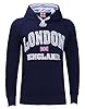 Itzu Men's London England Hoodie Sweatshirt Pullover Hood Top Cotton Union Jack (Navy - Medium) #1