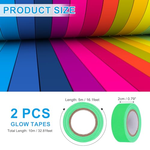 Image of PATIKIL Neon Gaffer Cloth Tape, 0.8 Inch x 32.8 Feet Colored Cotton Glow Tape Markers Fluorescent Blacklight Glow in The Dark Reflect Tape Stickers for Party Decorations, Green