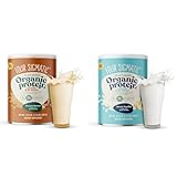 Four Sigmatic Organic Plant-Based Protein Powder Bundle with Peanut Butter, Vanilla Flavors, Mushrooms and Adaptogens | 21.16 oz