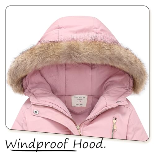 Girls Winter Coat Hooded Fleece Jacket with Faux Fur Lining Windproof Warm Outerwear3
