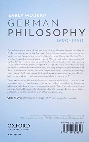 Early Modern German Philosophy (1690-1750)