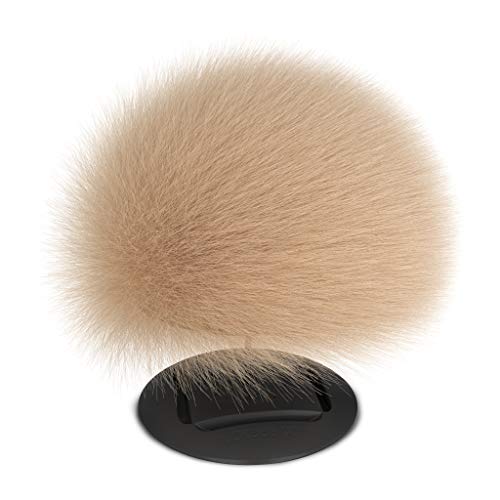 nuckees –The Only Phone Grip & 4-way Locking Stand For Vertical/horizontal Viewing, Magnetic, Collapsible & Patented Snughug Technology To Custom Fit Any Hand–Pom Pom Beige (iphone 11 Compatible)