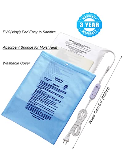 Boncare Stay On No Auto-Off Hot Heating Pad For Cramps And Back Pain Relief Boncare 12” X 15” Small Fomentera Electrica Lumbar Moist & Dry Heat Washable Cover (Sky Blue) #TOP5