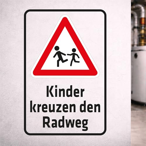 Panneau enfants piste cyclable contre les accidents devant votre entreprise