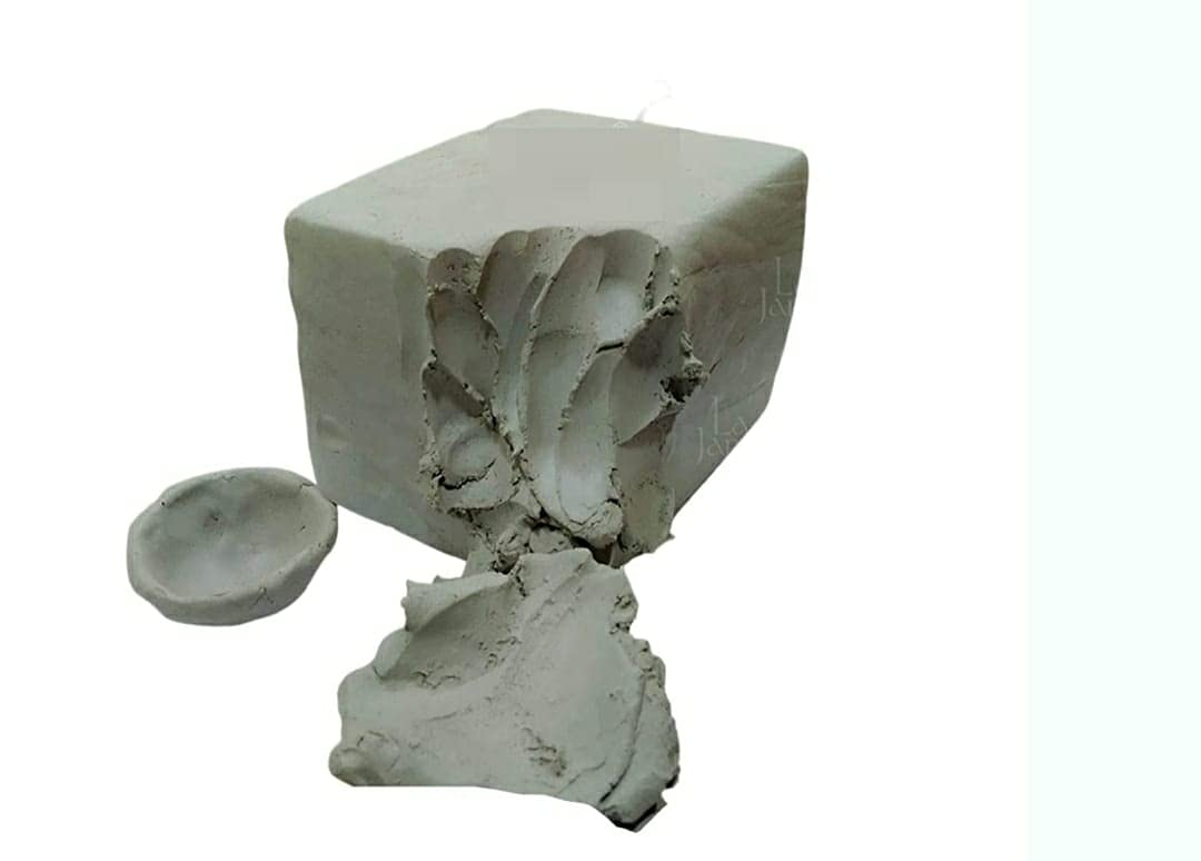 Terracotta/Natural/Shadu/Modelling Clay Dough Grey (2Kg) for Eco-Friendly Ganesha, Figurines, Sculptures, Jewellery, Pottery, & Childrens Play,Wet Clay,Standard