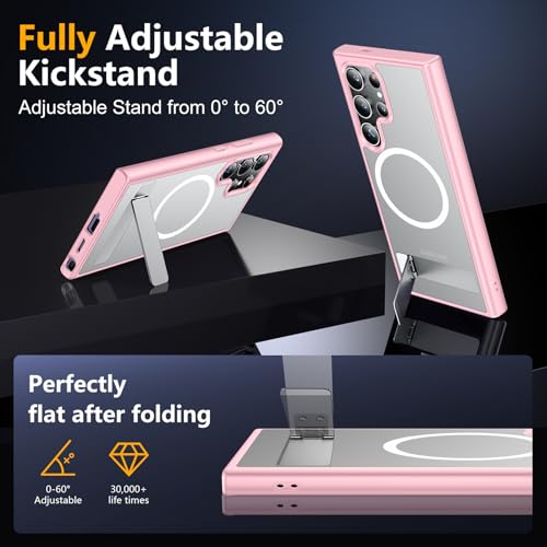 Image of SPIDERCASE Magnetic for Samsung Galaxy S23 Ultra Case, [3 Stand Ways][ Military Grade Drop Protection] with Invisible Stand Shockproof Slim Case for Samsung S23 Ultra 6.8 inch, Pink