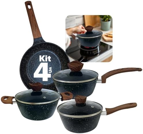 Jogo de Panelas Ceramica Premium 7 Peças Antiaderentes de Revesti...