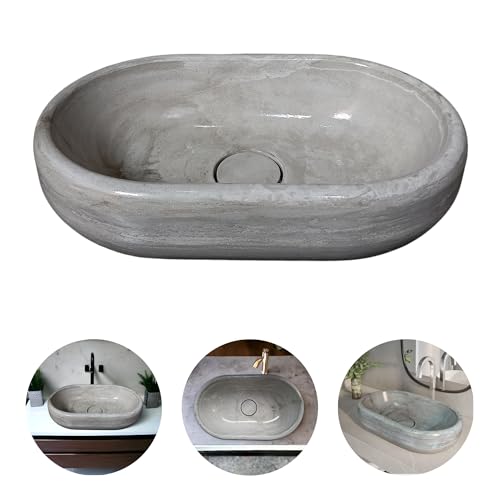 Cuba Pia de Apoio Oval 44x26x13 cm Cimento Queimado Esmaltado