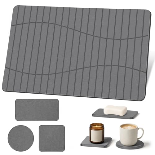 Alfombra baño piedra Euqvunn para cocina mesa comedor y mascotas gris 2