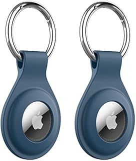 JETech Silikonowe Etui do AirTag 2021 z breloczkami, Przenośny pokrowiec na Tag powietrzny, łatwy montaż, zestaw 4 sztuk (czarny/biały/różowy cytrusowy/niebieski Capri)