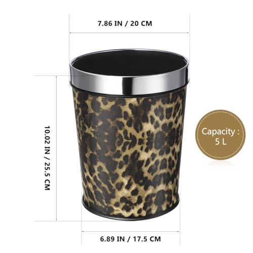 Image of Holibanna Household Garbage can Retro Style Stainless Steel Trash can 5L Round Waste Bucket for Bathroom Office Home Supply
