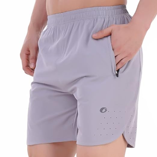 Laser Cut Men's Running Shorts with Zip Pockets
