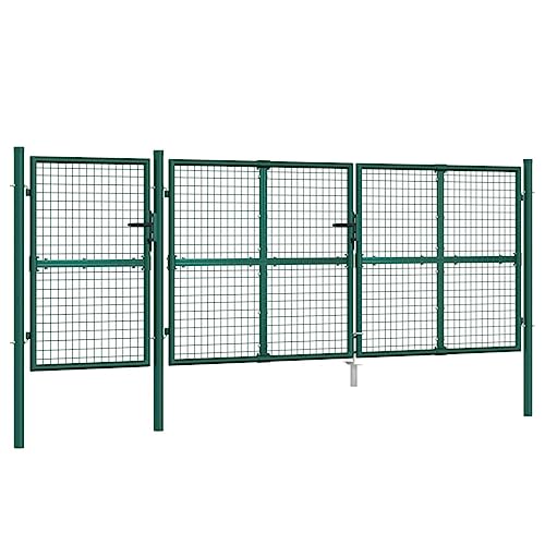 vidaXL Maschen-Gartentor Grün 400x125 cm Verzinkter Stahl