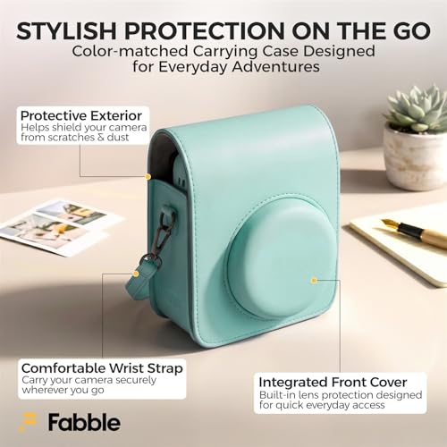 Image of FUJIFILM INSTAX MINI 13 Instant Film Camera Lagoon Green Bundle with Caiul Groovy Case, INSTAX Mini Twin Pack Film 20 Exposures, Automatic Exposure, Close-Up Mode, Selfie Mirror