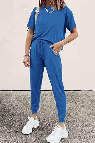 PRETTYGARDEN Women's Two Piece Sets 2025 Summer Spring Jogger Pants Travel Vacation Lounge Outfits Airplane Matching Clothes