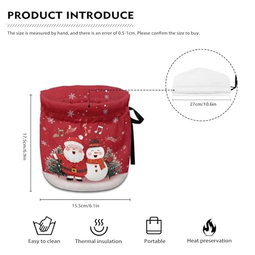 Image of Xoenoiee Christmas Santa Snowman Music Notes Pattern Tea Cozy Tea Cosy for Teapots Keep Warm Teapot Cover Insulated Kettle Cover for Home Kitchen Table Decor