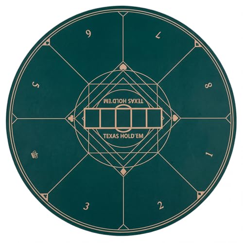 COSTWAY Tapis de Poker Rond 100cm pour 6-8 Personnes, Table de Poker Texas Hold'em Portable avec Surface Imperméable et Dos en Caoutchouc Antidérapant, Sac...