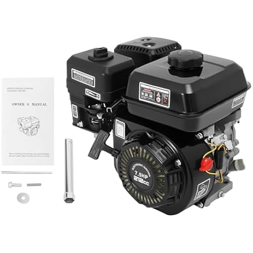 7.5HP 4 Stroke Gas Engine Horizontal Shaft 212CC Go Kart Engine Motor OHV Replacement Gas Motor w/Air Cooling Single Cylinder Gas Powered Engine for Log Splitter Lawnmower Water Pump