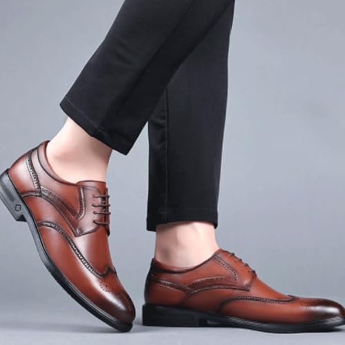 Mens Wingtip Brogue Dress Italian Leather Breathable Vintage Lace Up Party Wedding Non Slip Rubber Sole Low Top Classic2