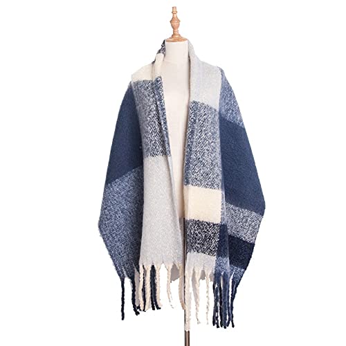 Modischer Schal Wickelschals Poncho Schal, Damen Winterschal Schal Damen Farbe Karierte Quaste Wrap Dicker Schal (Farbe: A, Größe: Einheitsgröße) (Farbe: E, Größe: Einheitsgröße)