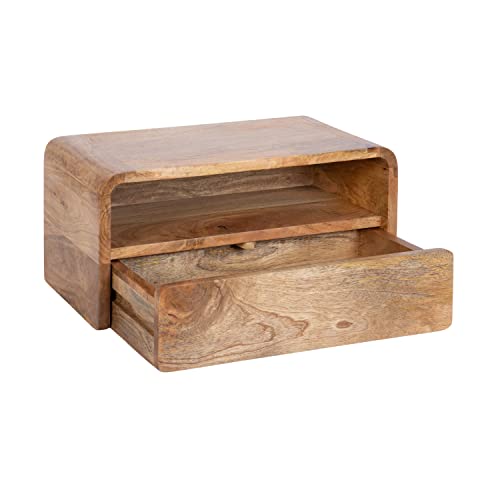 Kate And Laurel Kato Transitional Wooden Floating Nightstand With Storage Drawer For Small Spaces, 18X10X9, Natural #TOP7