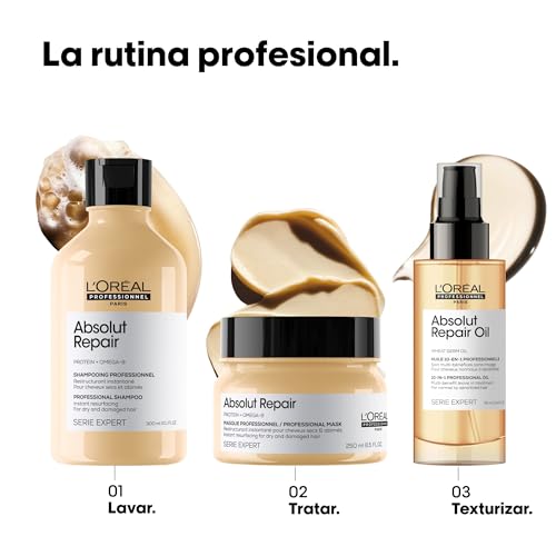 Miniatura 5 de L Oréal Professionnel, Aceite 10-En-1 Oil, Tratamiento Reconstructor Para Cabello Seco Y Dañado, Hidrata, Repara Y Protege El Cabello, Tacto Ligero Y Suave, Absolut Repair, 90ml
