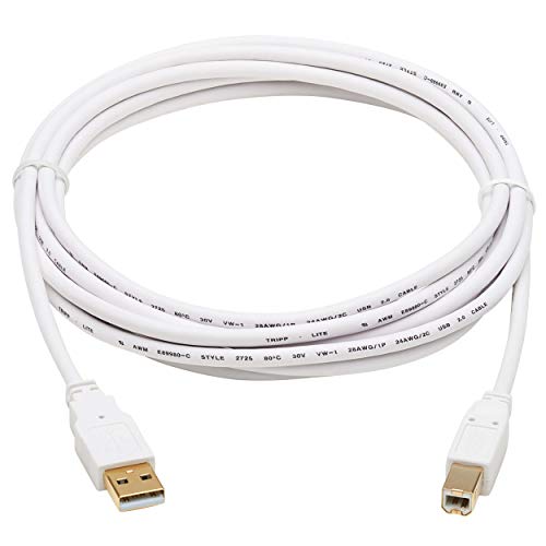 Tripp Lite, Safe-IT, USB-A to USB-B, USB 2.0, Male-to-Male Cable, PVC VW-1 Jacket, White, 10 Feet / 3.05 Meters, Limited Life Manufacturer\'s Warranty (U022AB-010-WH)