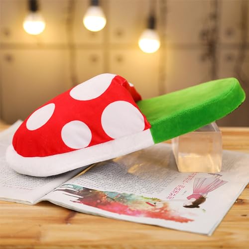 Piranha Plant Slippers Piranha Plants Plush Slippers Mushroom Slippers with Holder Piranha Plants Plush Funny Slippers with Pipe Pot Holder Funny Gifts for Women Men Teens (One Size, Slippers)4