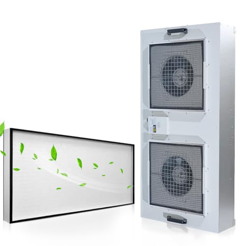 HEPA H14-Filter Laminar Flow Hood Updated FanFilter Unit（Include HEPA Filter） 100/ISO Class 5 Cleanroom/Laboratory/Cleanroom/Mushroom Room, Laminar Air Flow Hood(46.2"x22.6"110V，Dual machine)