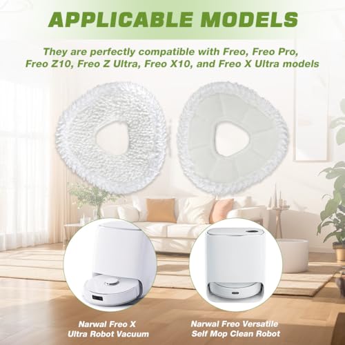 Image of HASTHIP 2Pcs Microfiber Mop Pads Compatible with Narwal Freo /Freo Pro /Freo Z10 /Freo Z Ultra /Freo X10 /Freo X Ultra Vacuum Cleaner, Reusable, Washable, Water Absorbent Cleaning Cloth for All Floor