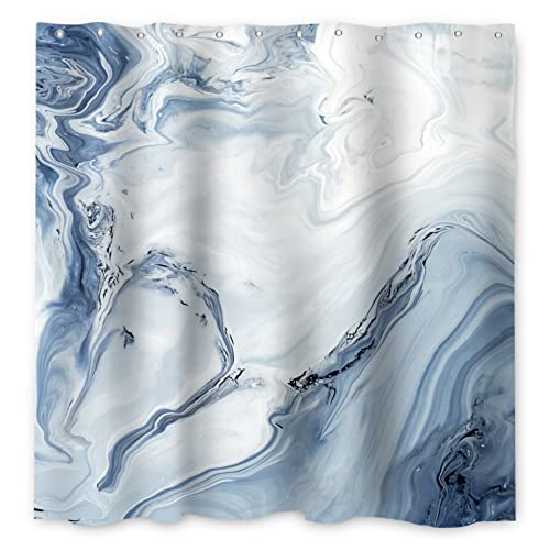 Mirrorang Blue Marble Shower Curtain Waterproof Fabric Shower Curtain For Bathroom Luxury Washable Shower Curtain With 12 Hooks,72X72 Inch #TOP6
