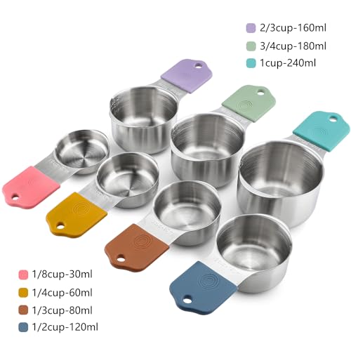 Set de 7 vasos medidores magnéticos de acero inoxidable miniatura 2