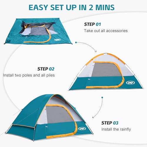 Image of Camping Tent 2-4 Person, Waterproof Windproof Tent with Rainfly Easy Set up-Portable Dome Tents for Camping