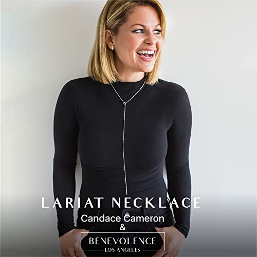 Benevolence LA 14k Gold Dipped Lariat Necklace for Women | Candace Cameron Designed Y Long Chain Drop with Bar Pendant | Jewelry Accessories | Gifts for Her2
