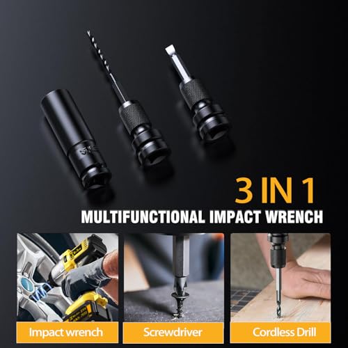 1/2 inch Cordless Impact Wrench,406Ft-lbs (550N.m) Brushless Power Impact Driver,2500RPM High Torque Impact Gun,2x 4.0 Battery, 5 Sockets,8 Drill,6 Screws for Home Car Tires Truck Mower color 5 - Thumbnail 3