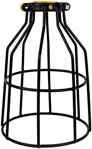 Newhouse Lighting WLG1B Ca Metal Guard for Ceiling Fan, Pendant String Light and Vintage Lamp Shades/Cover, Industrial Wire Fixture Iron Bird Cage, 1 Count (Pack of 1), Black