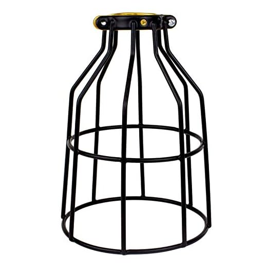 Newhouse Lighting WLG1B Ca Metal Guard for Ceiling Fan, Pendant String Light and Vintage Lamp Shades/Cover, Industrial Wire Fixture Iron Bird Cage, 1 Count (Pack of 1), Black